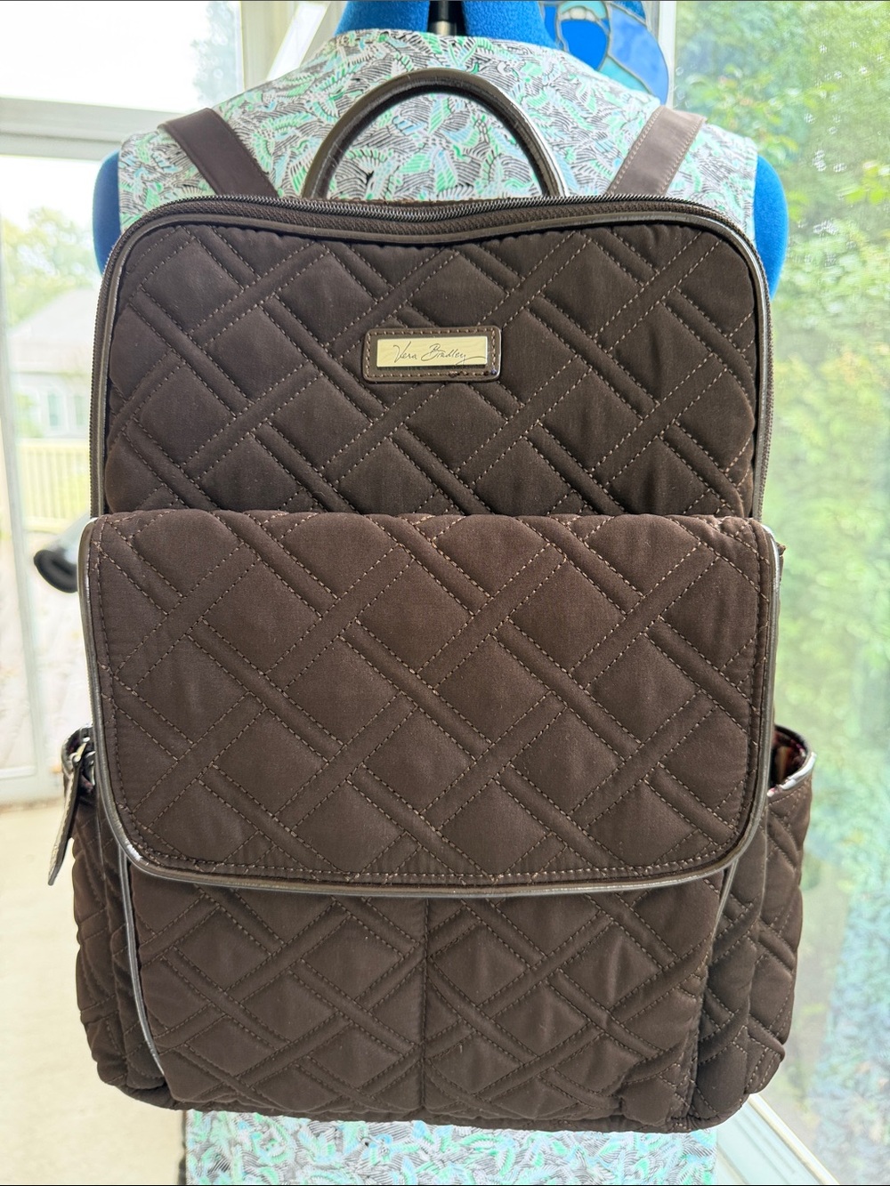 Vera Bradley medium-sized quilted backpack in chocolate brown EUC